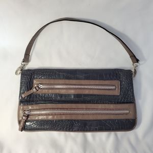 Poppie Jones Black Brown Shoulder Purse Convertible Clutch Magnetic Closure